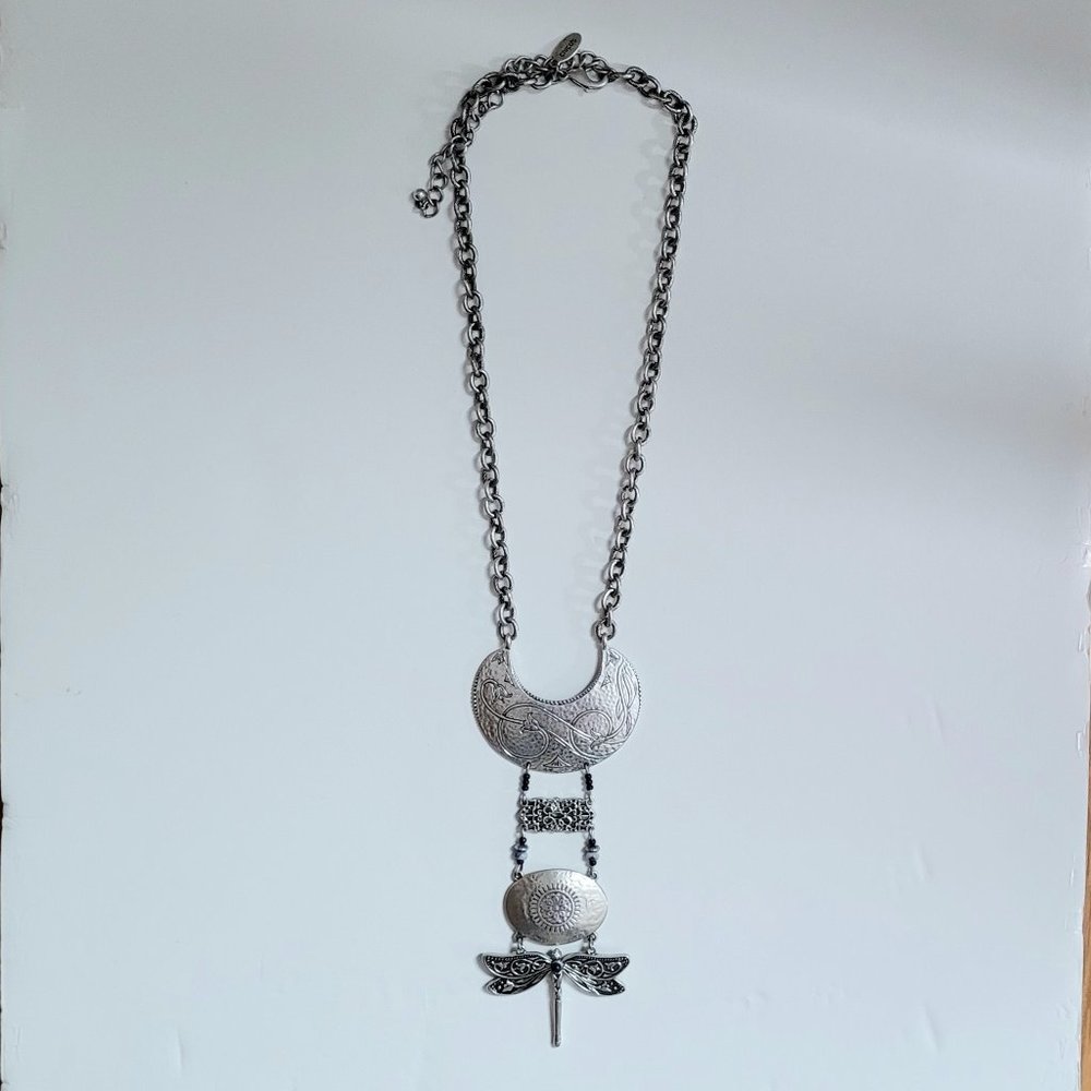 Chicos Silver Tone Multi Pendant Statement Boho N… - image 2